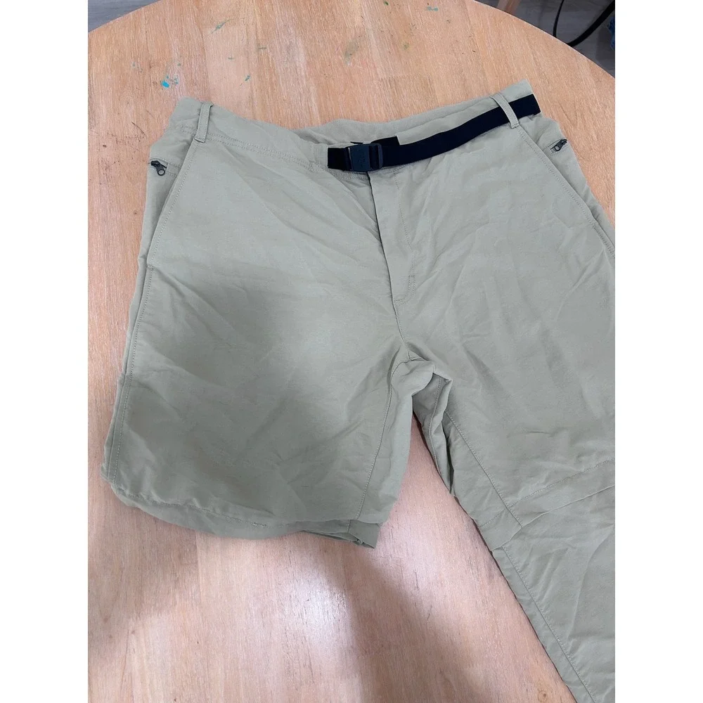 The North Face Mens 38x32 Khaki Convertible Zip Off‎ Hiking Pants UPF 40+ Belted